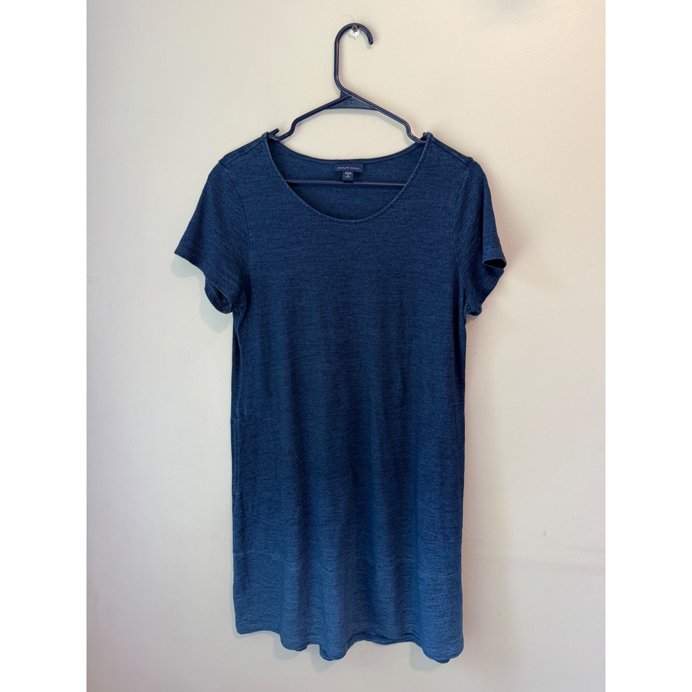 Pure Jill Indigo Blue Cotton Short Sleeve Pocket T-Shirt Dress Petite Small
